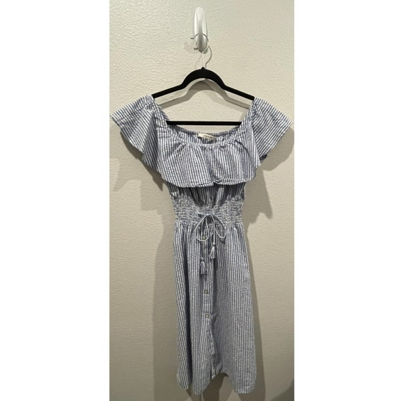 Zara Dresses & Skirts - ZARA Blue White Striped Midi Summer Dress
